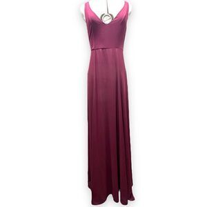Show Me Your MuMu Jenn Maxi Sleeveless Bridesmaid Gown Dress in Merlot Chiffon M